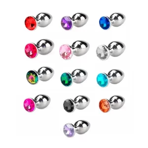 Plug Anal de Aço Inoxidável com Cristal – Tamanho M – Cristal de Várias Cores